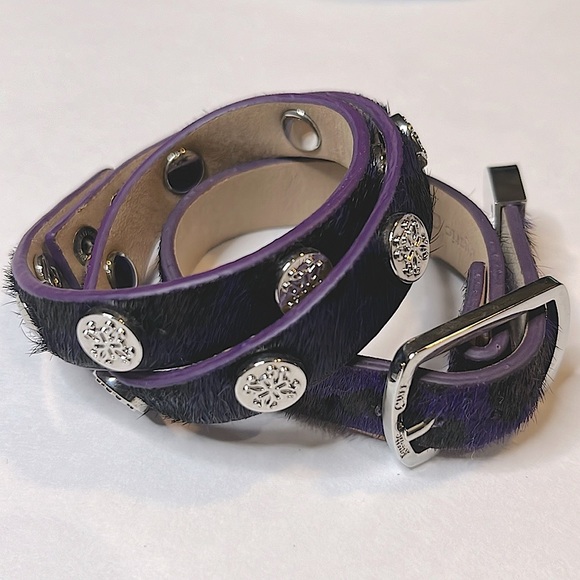 Rustic Cuff - Set of 2 Purple & Black Leather Bracelets - Picture 1 of 8